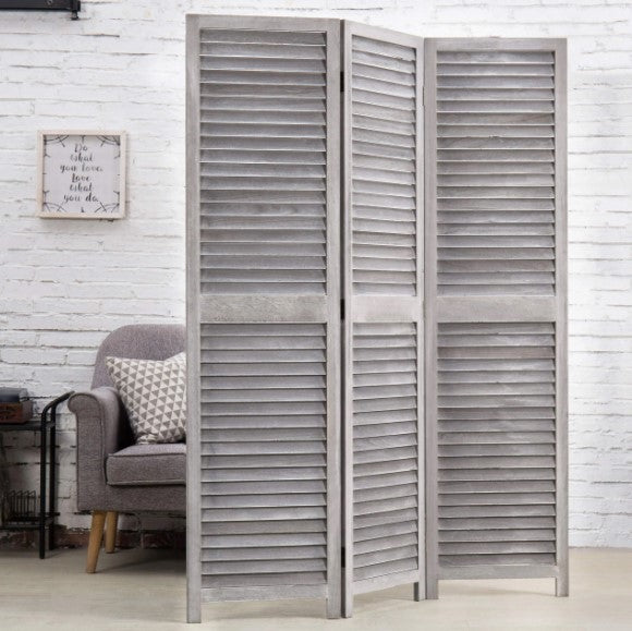 Παραβάν ξύλινο με τρία φύλλα γκρι 170x123cm MB-2496