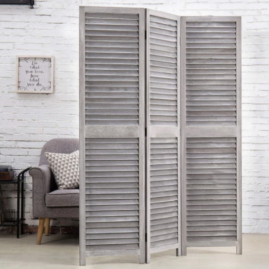 Παραβάν ξύλινο με τρία φύλλα γκρι 170x123cm MB-2496